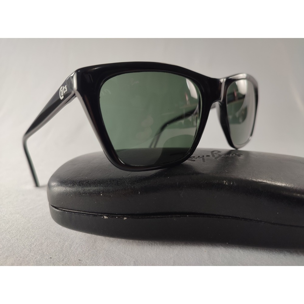 Vintage Bausch & Lomb Ray-Ban Cats Black Frame France G-15‎ Glass Lenses